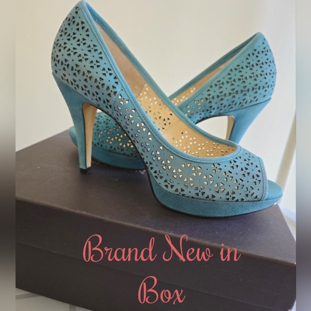 Enzo Angiolini Laser-cut Peeptoe Platform High Heels Pumps Size 7 NIB